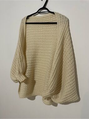 Cream Open-Front Knit Women's Sweater Cardigan